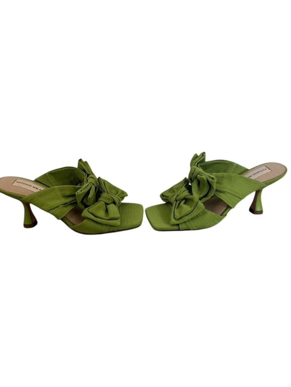Antonio Melani Green Bow Detail Slide Heels Size 6.5M - Picture 2 of 4